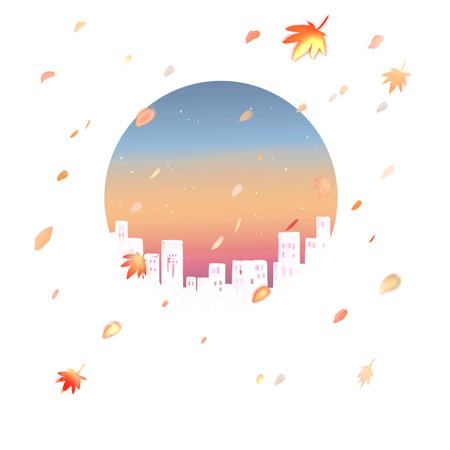 Round cityscape Autumn leavesの写真素材