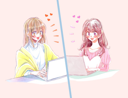 Two women using a laptop