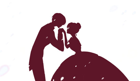 Prince kissing the back of the princess' hand Shadow picture Flower stormの写真素材