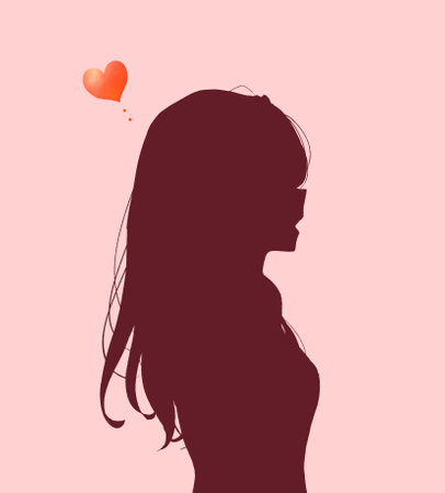 Woman in Love silhouetteの写真素材