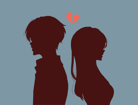 Back to back male and female silhouette discordの写真素材