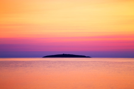 View to Saint Ivan island at sunrise, Black sea coast, Bulgariaの写真素材