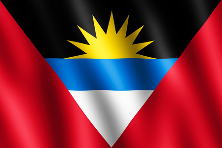 Flag of Antigua and Barbuda waving in the wind giving an undulating texture of folds in the fabric. The Image is in the official ratio of the flag - 2:3.の写真素材