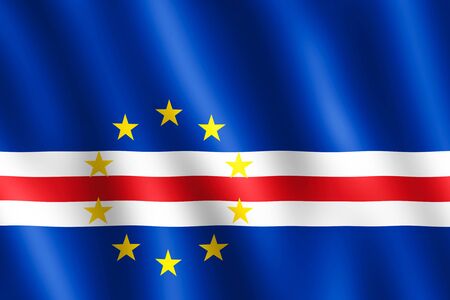 Flag of Cape Verde waving in the wind giving an undulating texture of folds in the fabric. The Image is in the official ratio of the flag - 2:3.の写真素材