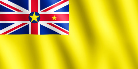 Flag of Niue waving in the wind giving an undulating texture of folds in the fabric.の写真素材