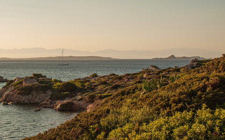 Sunset on the coast of the island of Sardinia, Italyの写真素材