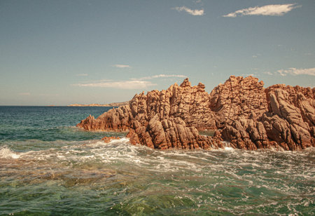 Rocky coast of the island of Sardinia in the Mediterranean Seaの写真素材