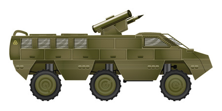 Vector Armored Troop-Carrier or Military SUV Isolated on a White Backgroundのイラスト素材