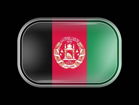 Flag of Afghanistan. Rectangular Shape with Rounded Corners. This Flag is One of a Series of Glass Buttonsのイラスト素材