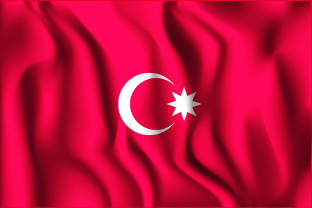 Flag of Azerbaijan. Rectangular Shape Icon with Wavy Effectのイラスト素材