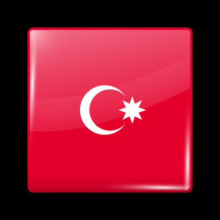 Flag of Azerbaijan. Glassy Icon Square Shape. This is File from the Collection Flags of Asiaのイラスト素材