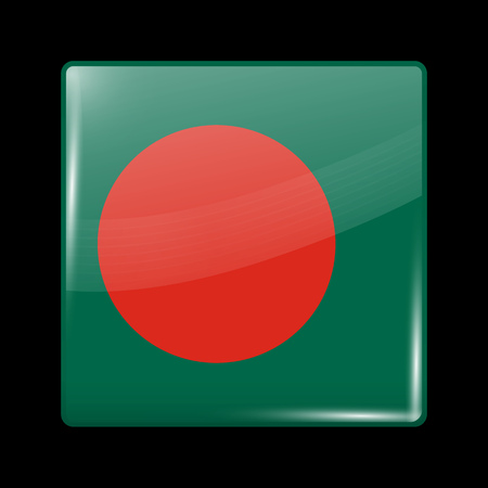 Flag of Bangladesh. Glassy Icon Square Shape. This is File from the Collection Flags of Asiaのイラスト素材