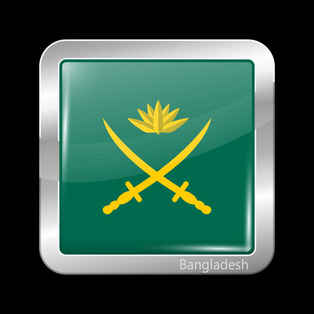Bangladesh Army Flag. Metalic Icon Square Shape. This is File from the Collection Flags of Asiaのイラスト素材