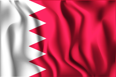 Flag of Bahrain. Rectangular Shape Icon with Wavy Effectのイラスト素材
