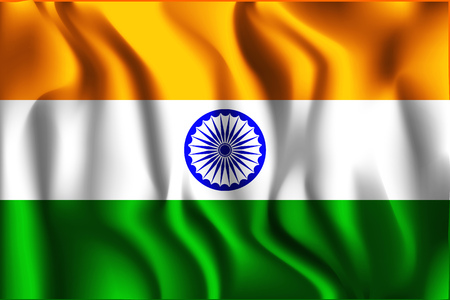 India Variant Flag. Rectangular Shape Icon with Wavy Effectのイラスト素材