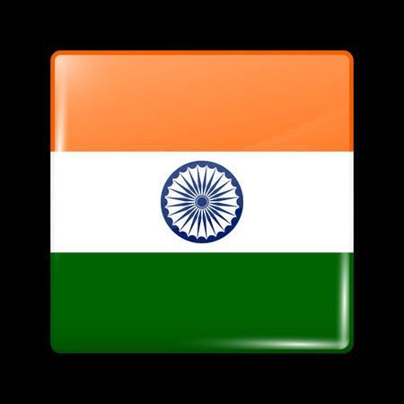 India Variant Flag. Glassy Icon Square Shape. This is File from the Collection Flags of Asiaのイラスト素材