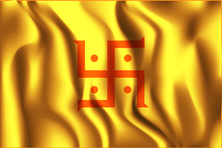 India Jain Variant Flag. Rectangular Shape Icon with Wavy Effectのイラスト素材