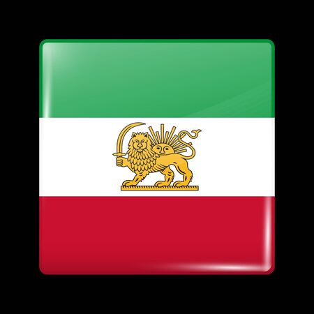 Variant Flag of Iran with Lion and Sun Emblem. Glassy Icon Square Shape. This is File from the Collection Flags of Asiaのイラスト素材
