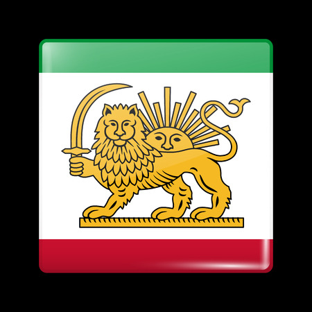 Variant Flag of Iran with Lion and Sun Emblem. Glassy Icon Square Shape. This is File from the Collection Flags of Asiaのイラスト素材