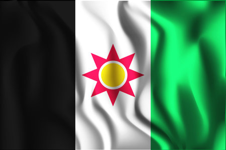 Old Version of Flag of Iraq. Rectangular Shape Icon with Wavy Effectのイラスト素材