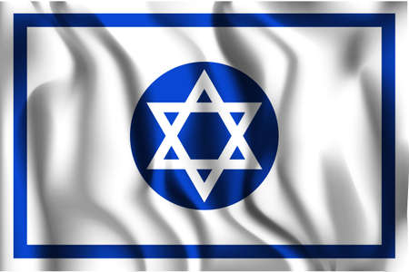 Israel Variant Flag. Rectangular Shape Icon with Wavy Effectのイラスト素材