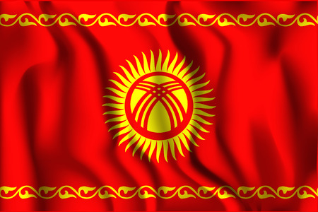 Kyrgyzstan Possible Variant Flag. Rectangular Shape Icon with Wavy Effectのイラスト素材