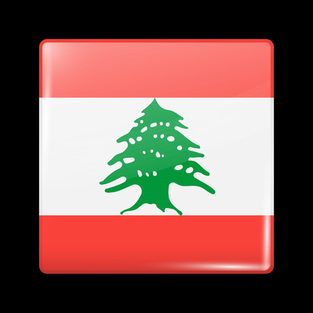 Flag of Lebanon. Glassy Icon Square Shape. This is File from the Collection Flags of Asiaのイラスト素材