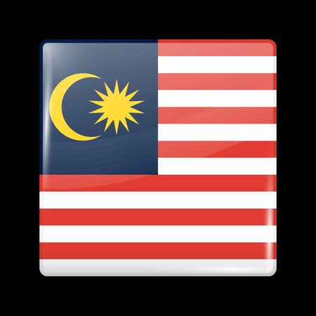 Flag of Malaysia. Glassy Icon Square Shape. This is File from the Collection Flags of Asiaのイラスト素材