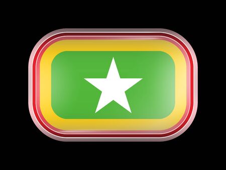 Myanmar Variant Flag. Rectangular Shape with Rounded Corners. This Flag is One of a Series of Glass Buttonsのイラスト素材