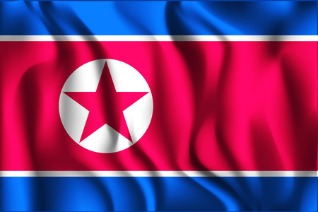 Flag of North Korea. Rectangular Shape Icon with Wavy Effectのイラスト素材