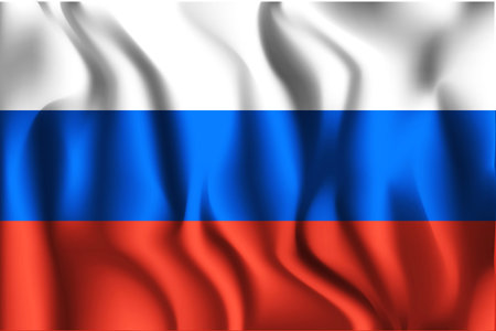 Flag of Russia. Rectangular Shape Icon with Wavy Effectのイラスト素材