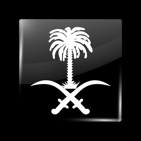 Saudi Arabia Variant Flag. Glassy Icon Square Shape. This is File from the Collection Flags of Asiaのイラスト素材