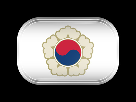South Korea Variant Flag. Rectangular Shape with Rounded Corners. This Flag is One of a Series of Glass Buttonsのイラスト素材