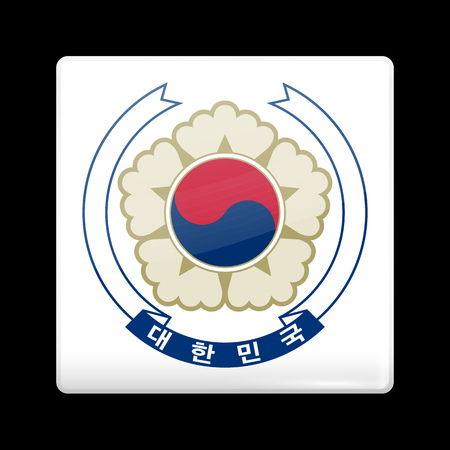 South Korea Variant Flag. Glassy Icon Square Shape. This is File from the Collection Flags of Asiaのイラスト素材