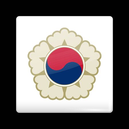 South Korea Variant Flag. Glassy Icon Square Shape. This is File from the Collection Flags of Asiaのイラスト素材