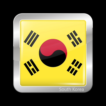 South Korea Variant Flag. Metallic Icon Square Shape. This is File from the Collection Flags of Asiaのイラスト素材