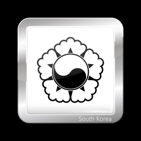South Korea Variant Flag. Metallic Icon Square Shape. This is File from the Collection Flags of Asiaのイラスト素材