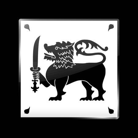 Flag of Sri Lanka. Glassy Icon Square Shape. This is File from the Collection Flags of Asiaのイラスト素材