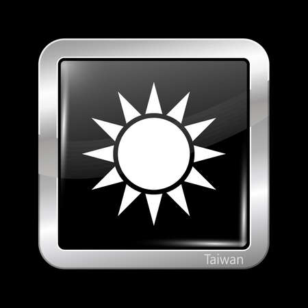 Taiwan Variant Flag. Metallic Icon Square Shape. This is File from the Collection Flags of Asiaのイラスト素材