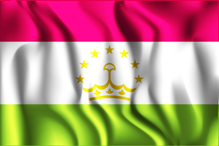 Flag of Tajikistan. Rectangular Shape Icon with Wavy Effectのイラスト素材