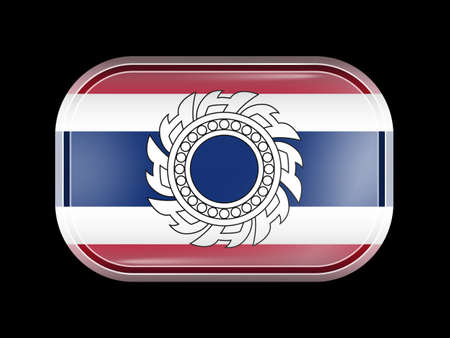 Thailand Variant Flag. Rectangular Shape with Rounded Corners. This Flag is One of a Series of Glass Buttonsのイラスト素材