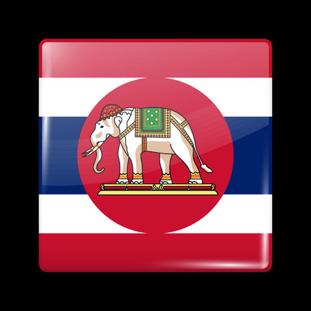 Thailand Variant Flag. Glassy Icon Square Shape. This is File from the Collection Flags of Asiaのイラスト素材
