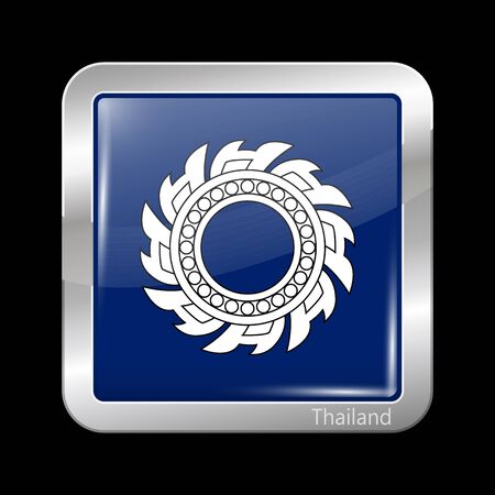 Thailand Variant Flag. Metallic Icon Square Shape. This is File from the Collection Flags of Asiaのイラスト素材