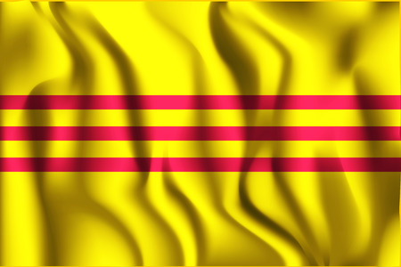 Flag of South Vietnam. Rectangular Shape Icon with Wavy Effectのイラスト素材