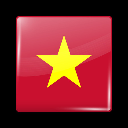 Flag of Vietnam. Glassy Icon Square Shape. This is File from the Collection Flags of Asiaのイラスト素材