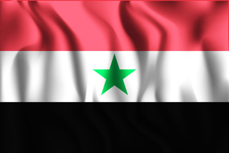 Flag of North Yemen. Rectangular Shape Icon with Wavy Effectのイラスト素材