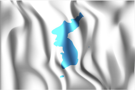 Flag of United Korea. Rectangular Shape Icon with Wavy Effectのイラスト素材