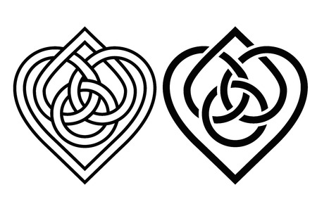 Intertwined Heart in Celtic Knot. Two Variantsのイラスト素材