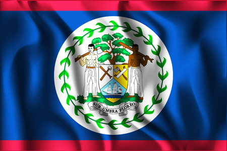 Flag of Belize. Rectangular Shape Icon with Wavy Effectのイラスト素材