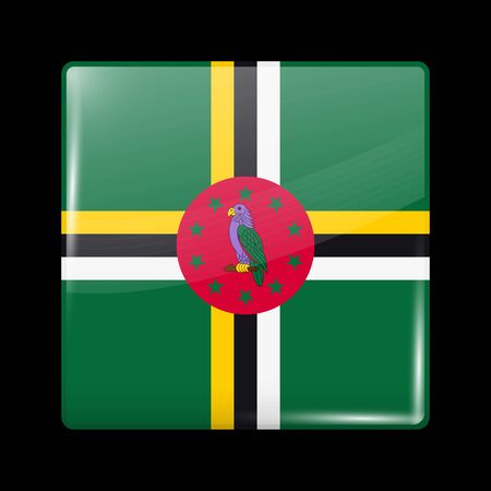 Flag of Dominica. Glossy Icon Square Shape. This is File from the Collection Flags of North Americaのイラスト素材